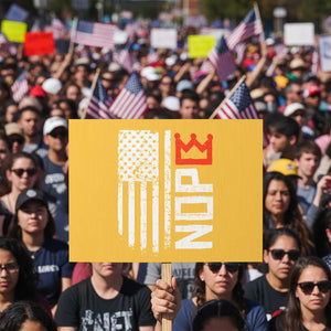 Funny Nope No Kings Vintage American Flag Protest Sign TS11 Horizontal 18" × 24" Yellow Print Your Wear