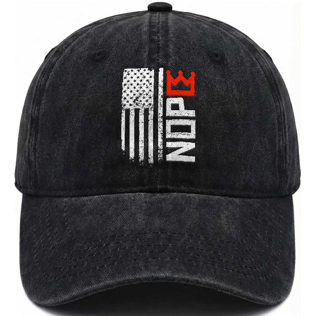 Funny Nope No Kings Vintage American Flag Washed Cotton Baseball Cap TS11 Print Your Wear
