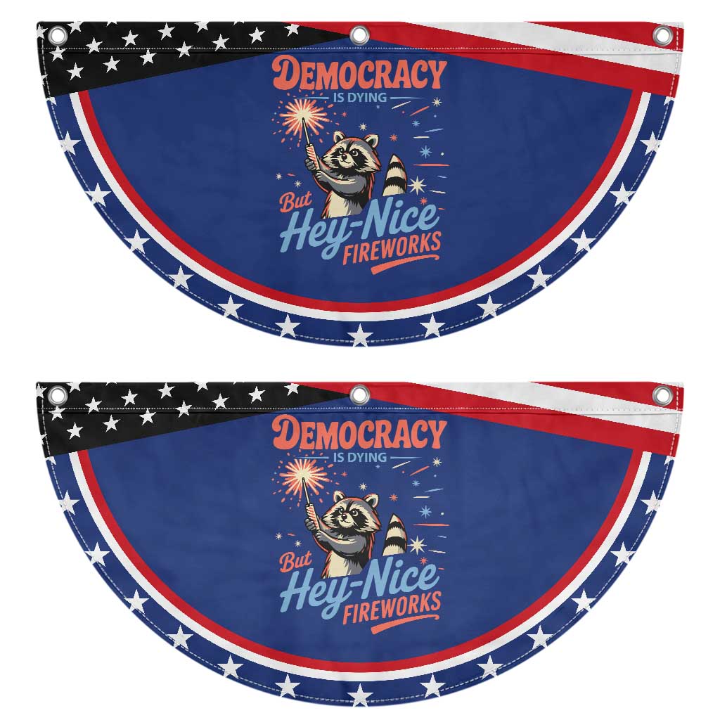 Funny Democracy Is Dying But Hey Nice Fireworks Patriotic Fan Flag Racoon 4th Of July TS11 2pcs pack Classic Navy Print Your Wear