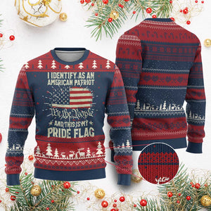 Funny I Identify As An American Patriot And This Is My Pride Flag Knit Sweatshirt TS11 Burgundy Print Your Wear