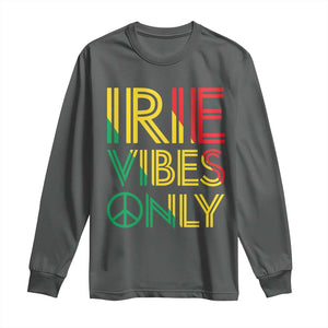 Irie Vibes Only Long Sleeve Shirt Rasta Reggae Roots Flag Music TS11 Dark Heather Print Your Wear