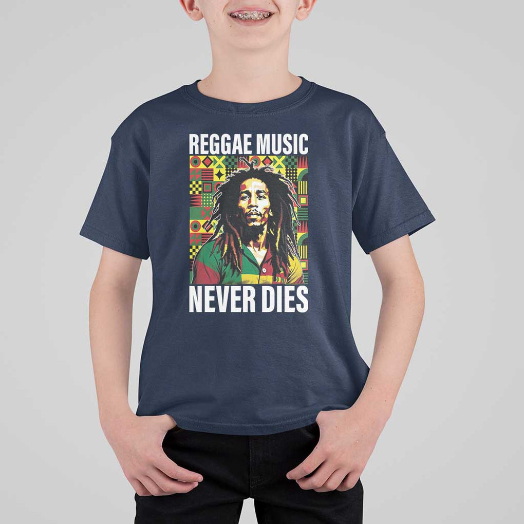 Legend Bob T Shirt For Kid Reggae Music Never Dies Rasta TS11 Navy Print Your Wear