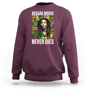 Legend Bob Sweatshirt Reggae Music Never Dies Rasta TS11 Maroon Print Your Wear