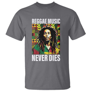 Legend Bob T Shirt Reggae Music Never Dies Rasta TS11 Charcoal Print Your Wear