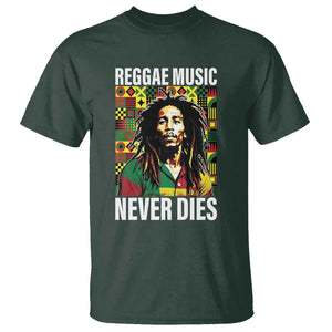 Legend Bob T Shirt Reggae Music Never Dies Rasta TS11 Dark Forest Green Print Your Wear