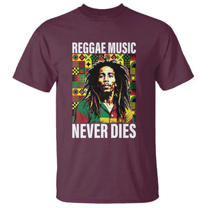 Legend Bob T Shirt Reggae Music Never Dies Rasta TS11 Maroon Print Your Wear