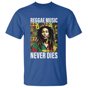 Legend Bob T Shirt Reggae Music Never Dies Rasta TS11 Royal Blue Print Your Wear