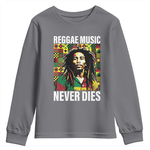 Legend Bob Youth Sweatshirt Reggae Music Never Dies Rasta TS11 Charcoal Print Your Wear