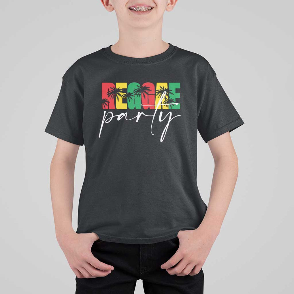 Reggae Party T Shirt For Kid Rastafari Jamaican Palm Tree Music TS11 Black Print Your Wear