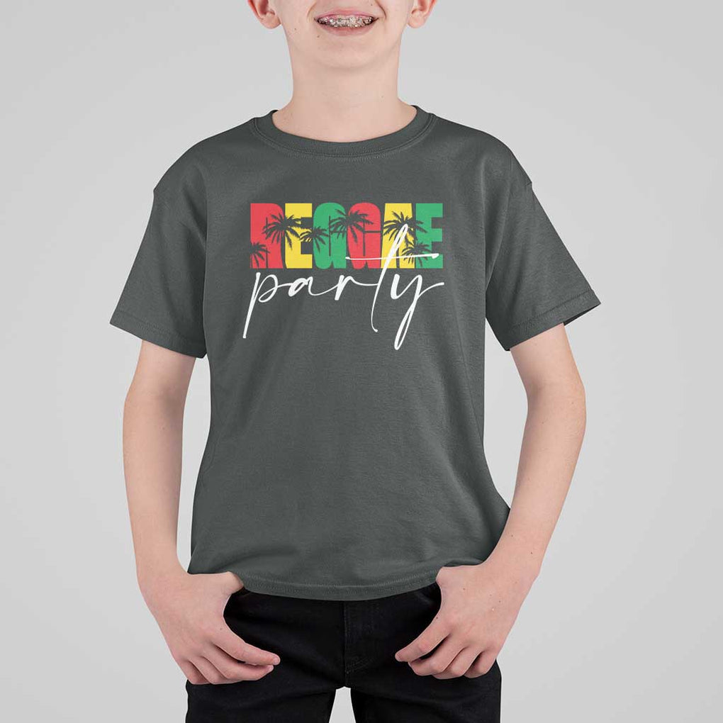Reggae Party T Shirt For Kid Rastafari Jamaican Palm Tree Music TS11 Dark Heather Print Your Wear