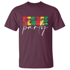 Reggae Party T Shirt Rastafari Jamaican Palm Tree Music TS11 Maroon Print Your Wear