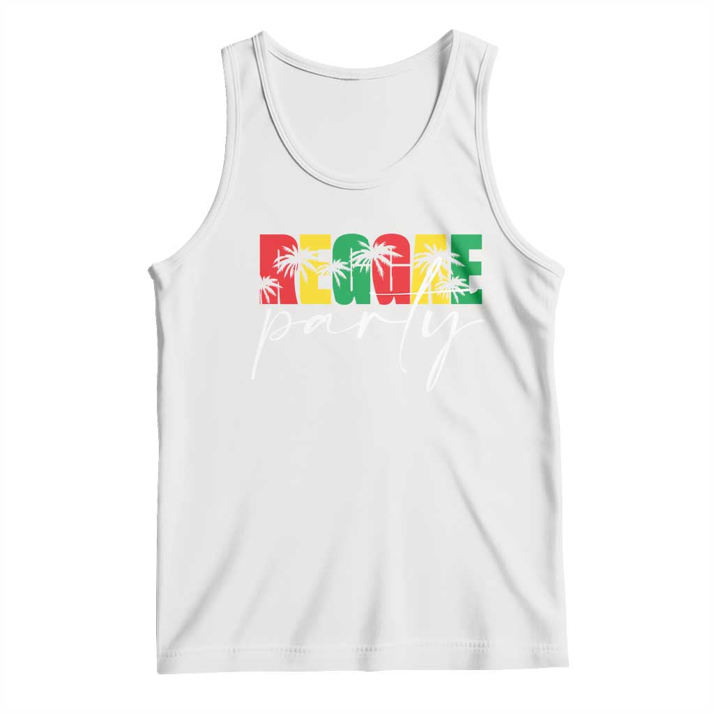 Reggae Party Tank Top Rastafari Jamaican Palm Tree Music TS11 White Print Your Wear