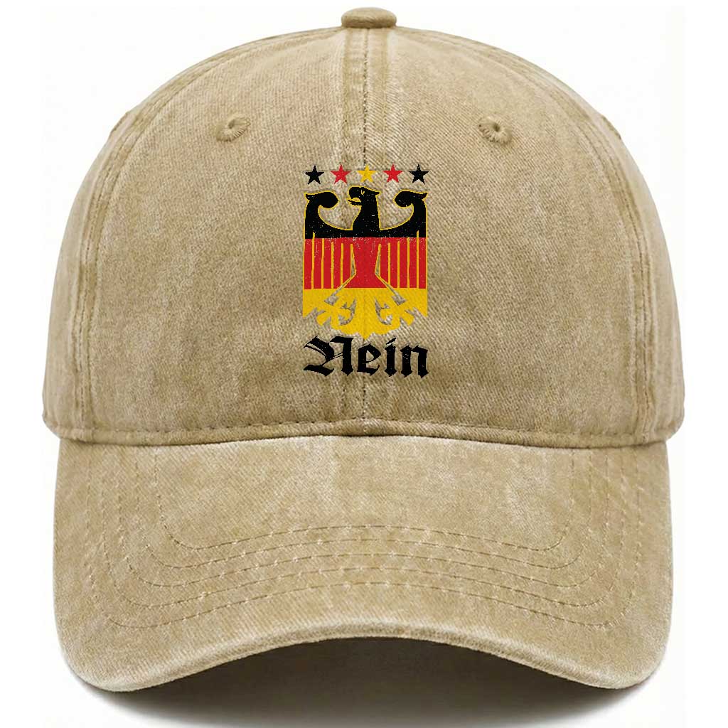Funny German Eagle Washed Cotton Baseball Cap Vintage Nein No Germany Souvenir Oktoberfest TS11 Print Your Wear