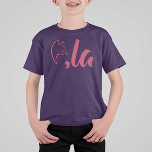 Funny Kamala T Shirt For Kid Comma La Cat Punctuation For President TS11 Purple Print Your Wear