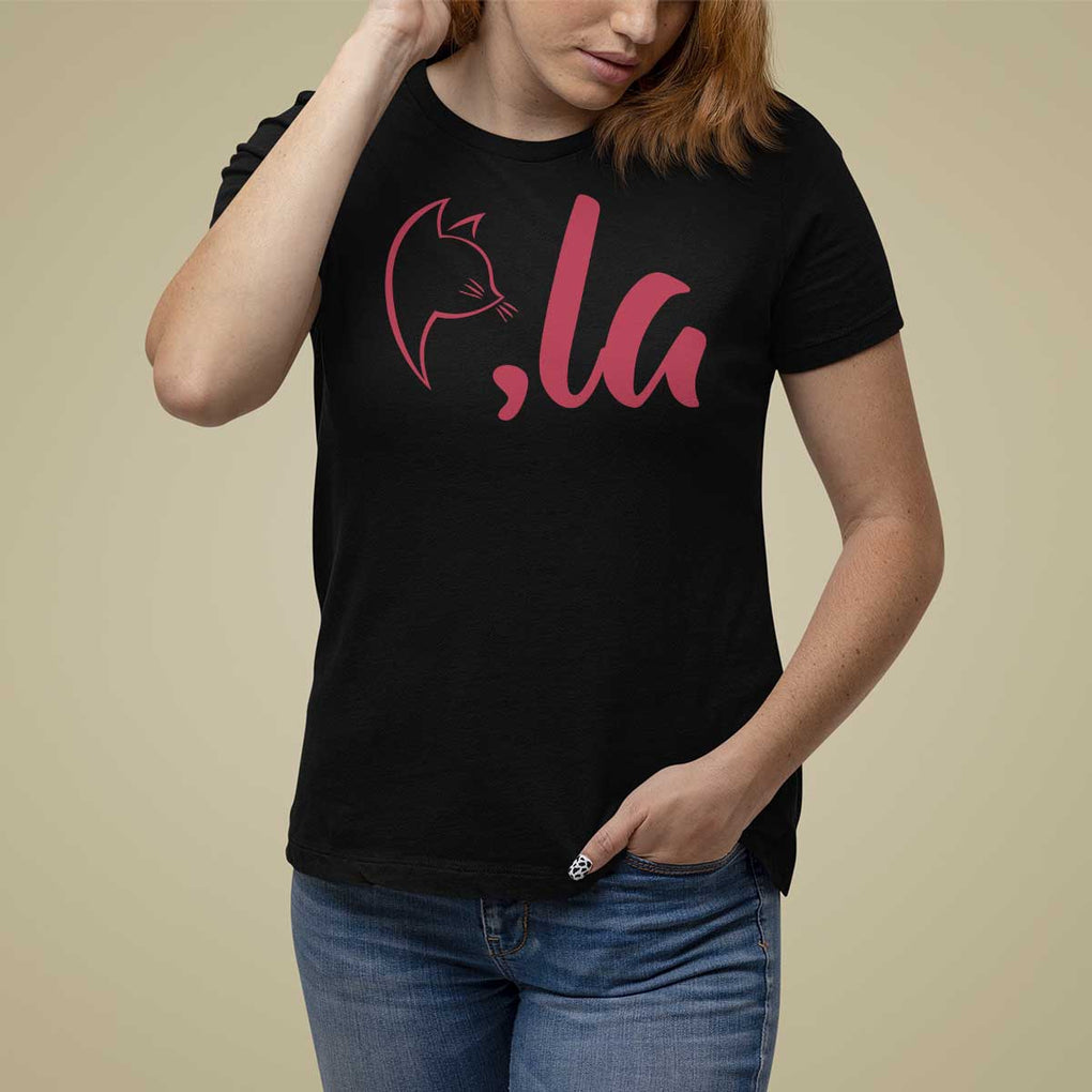 Funny Kamala T Shirt For Women Comma La Cat Punctuation For President TS11 Black Print Your Wear