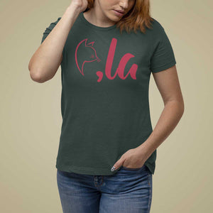 Funny Kamala T Shirt For Women Comma La Cat Punctuation For President TS11 Dark Forest Green Print Your Wear