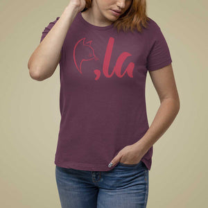 Funny Kamala T Shirt For Women Comma La Cat Punctuation For President TS11 Maroon Print Your Wear