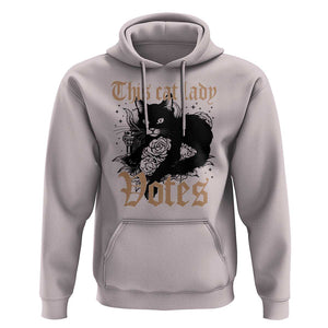 This Cat Lady Votes Hoodie Black Cat For Harris This Cat Lady Votes Vintage Roses TS11 Ice Gray Print Your Wear