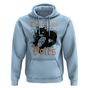 This Cat Lady Votes Hoodie Black Cat For Harris This Cat Lady Votes Vintage Roses TS11 Light Blue Print Your Wear