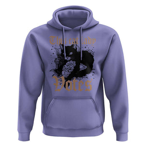 This Cat Lady Votes Hoodie Black Cat For Harris This Cat Lady Votes Vintage Roses TS11 Violet Print Your Wear