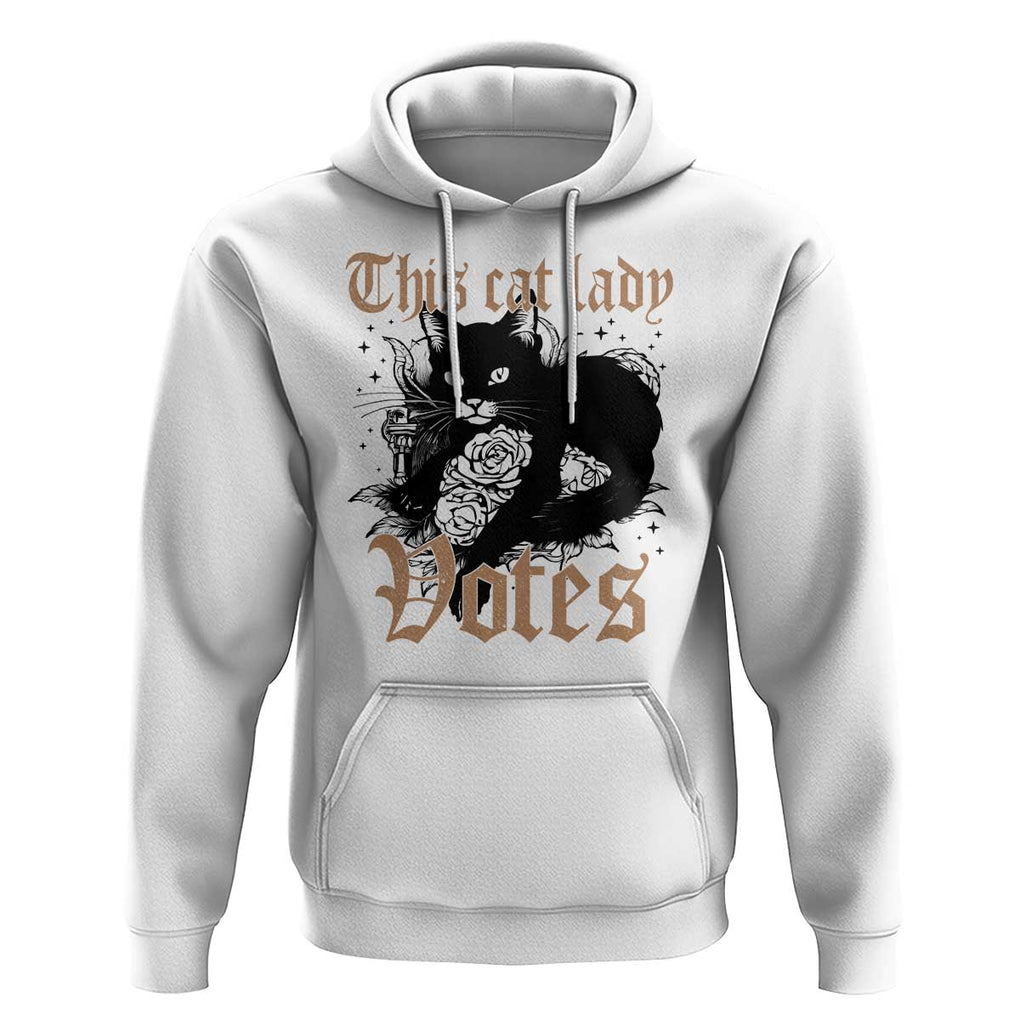 This Cat Lady Votes Hoodie Black Cat For Harris This Cat Lady Votes Vintage Roses TS11 White Print Your Wear