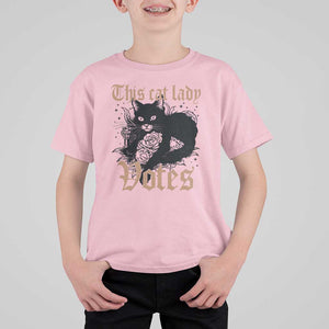 This Cat Lady Votes T Shirt For Kid Black Cat For Harris This Cat Lady Votes Vintage Roses TS11 Light Pink Print Your Wear