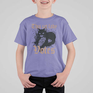 This Cat Lady Votes T Shirt For Kid Black Cat For Harris This Cat Lady Votes Vintage Roses TS11 Violet Print Your Wear