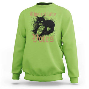 This Cat Lady Votes Sweatshirt Black Cat For Harris This Cat Lady Votes Vintage Roses TS11 Lime Print Your Wear