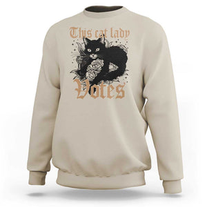 This Cat Lady Votes Sweatshirt Black Cat For Harris This Cat Lady Votes Vintage Roses TS11 Sand Print Your Wear