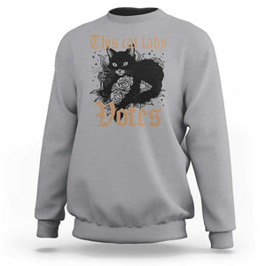 This Cat Lady Votes Sweatshirt Black Cat For Harris This Cat Lady Votes Vintage Roses TS11 Sport Gray Print Your Wear