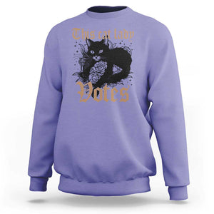 This Cat Lady Votes Sweatshirt Black Cat For Harris This Cat Lady Votes Vintage Roses TS11 Violet Print Your Wear