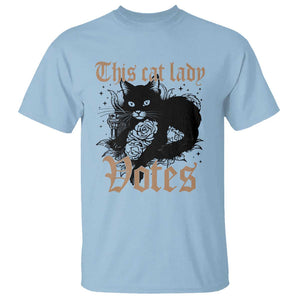 This Cat Lady Votes T Shirt Black Cat For Harris This Cat Lady Votes Vintage Roses TS11 Light Blue Print Your Wear