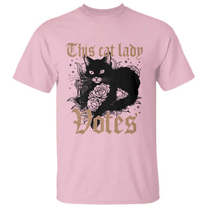 This Cat Lady Votes T Shirt Black Cat For Harris This Cat Lady Votes Vintage Roses TS11 Light Pink Print Your Wear