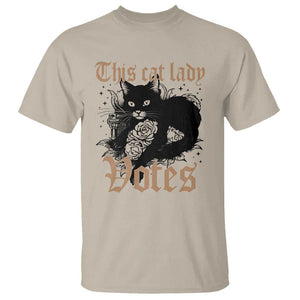 This Cat Lady Votes T Shirt Black Cat For Harris This Cat Lady Votes Vintage Roses TS11 Sand Print Your Wear