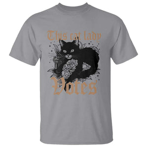 This Cat Lady Votes T Shirt Black Cat For Harris This Cat Lady Votes Vintage Roses TS11 Sport Gray Print Your Wear