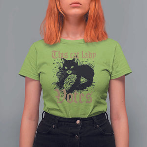 This Cat Lady Votes T Shirt For Women Black Cat For Harris This Cat Lady Votes Vintage Roses TS11 Lime Print Your Wear