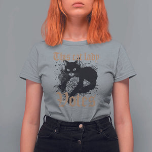 This Cat Lady Votes T Shirt For Women Black Cat For Harris This Cat Lady Votes Vintage Roses TS11 Sport Gray Print Your Wear