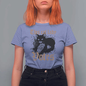 This Cat Lady Votes T Shirt For Women Black Cat For Harris This Cat Lady Votes Vintage Roses TS11 Violet Print Your Wear