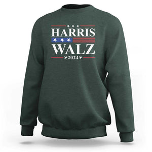 Harris Walz 2024 Sweatshirt President Election Campaign American Flag TS11 Dark Forest Green Print Your Wear