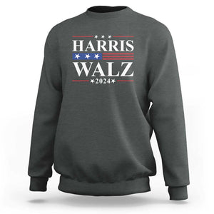 Harris Walz 2024 Sweatshirt President Election Campaign American Flag TS11 Dark Heather Print Your Wear