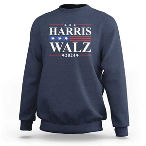 Harris Walz 2024 Sweatshirt President Election Campaign American Flag TS11 Navy Print Your Wear