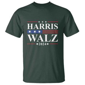 Harris Walz 2024 T Shirt President Election Campaign American Flag TS11 Dark Forest Green Print Your Wear