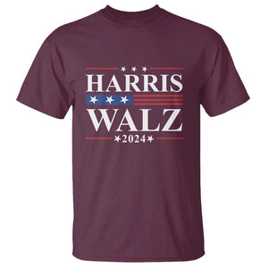 Harris Walz 2024 T Shirt President Election Campaign American Flag TS11 Maroon Print Your Wear