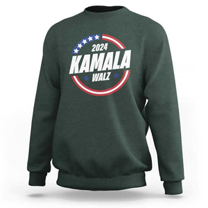 Kamala Walz 2024 Sweatshirt President Campaign American Flag Star TS11 Dark Forest Green Print Your Wear