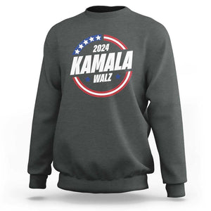 Kamala Walz 2024 Sweatshirt President Campaign American Flag Star TS11 Dark Heather Print Your Wear