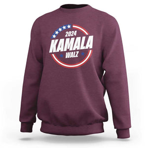 Kamala Walz 2024 Sweatshirt President Campaign American Flag Star TS11 Maroon Print Your Wear