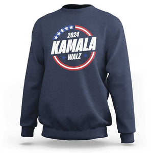 Kamala Walz 2024 Sweatshirt President Campaign American Flag Star TS11 Navy Print Your Wear