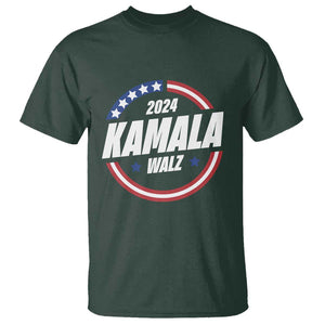 Kamala Walz 2024 T Shirt President Campaign American Flag Star TS11 Dark Forest Green Print Your Wear