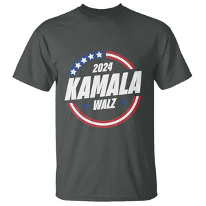 Kamala Walz 2024 T Shirt President Campaign American Flag Star TS11 Dark Heather Print Your Wear