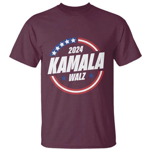 Kamala Walz 2024 T Shirt President Campaign American Flag Star TS11 Maroon Print Your Wear